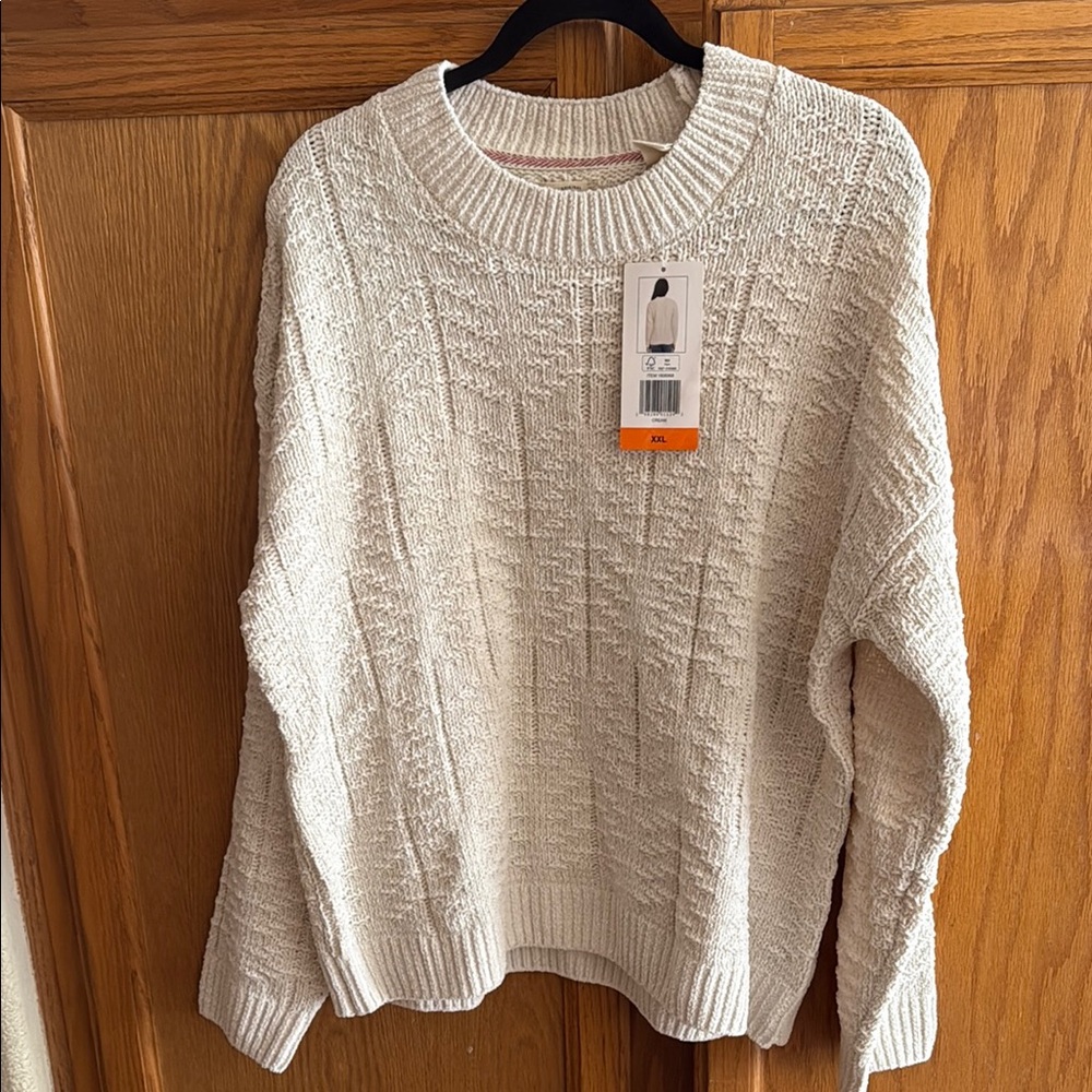Weatherproof Cream Chunky Knit Crew Neck Sweater